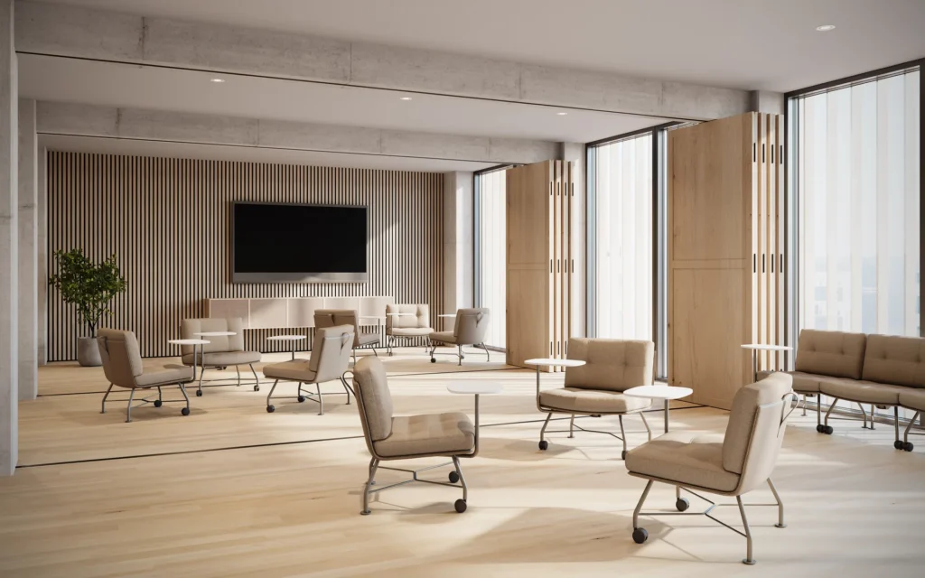 Its design allows for both focused work and easy reconfiguration in shared areas - perfect for dynamic team environments. 